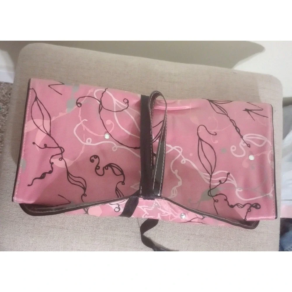Mary Kay Pink Floral Roll Up Travel Cosmetic Bag Hanging Makeup Organizer